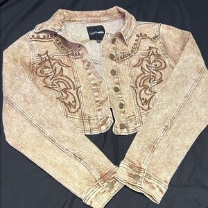 Fashion Nova Tan Embroidered Women's Jacket